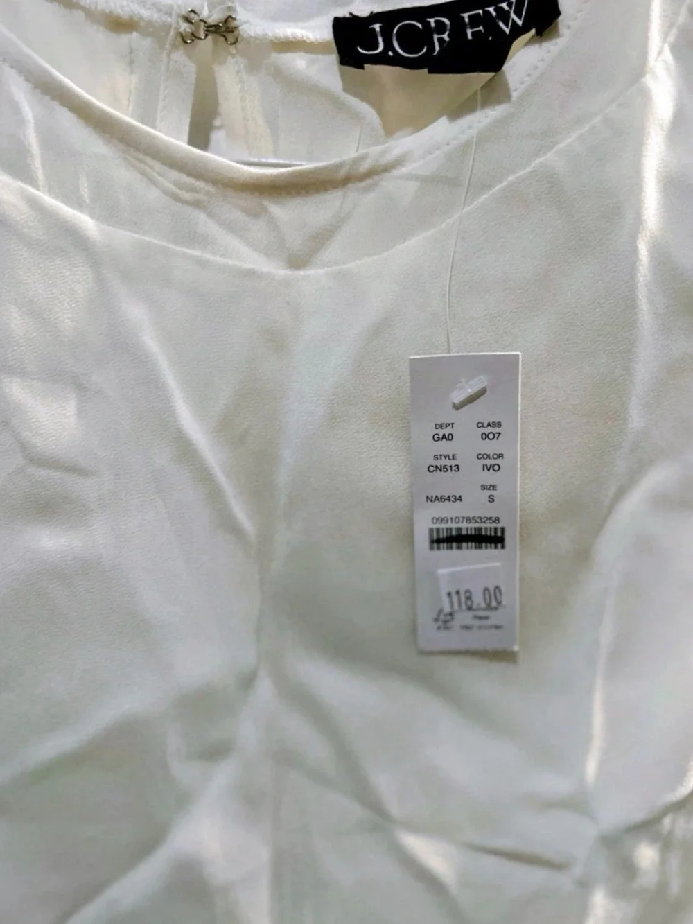 J. CREW Shell top in Viscose Chiffon - Ivory Cream Lightweight Sz. S $118 CN513
